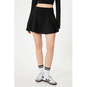 Fusta-pantalon uni cu talie inalta