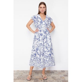Rochie midi evazata cu imprimeu floral