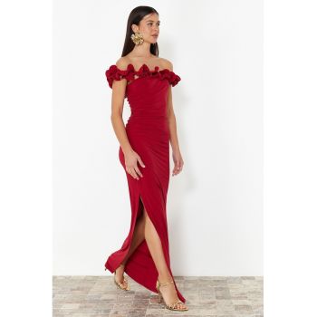 Rochie drapata cu slit lateral