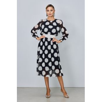 Rochie eleganta Amani Neagra cu Buline ieftina