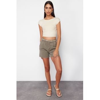 Tricou crop din viscoza