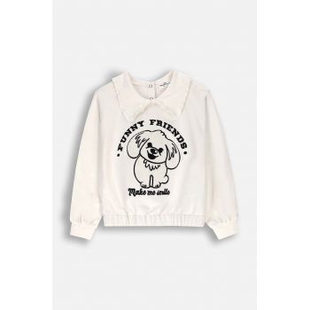 Coccodrillo bluza copii culoarea bej, cu imprimeu, ACADEMY GIRL KIDS Coccodrillo bluza copii culoarea bej, cu imprimeu, ACADEMY GIRL KIDS