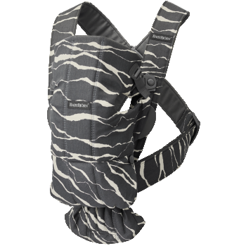 Marsupiu anatomic cu multiple pozitii de purtare BabyBjorn Mini, Anthracite/Landscape, Bumbac, Editie Limitata