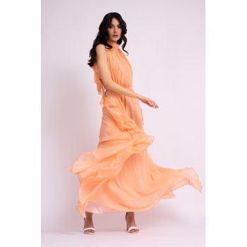 Rochie maxi din voal peach