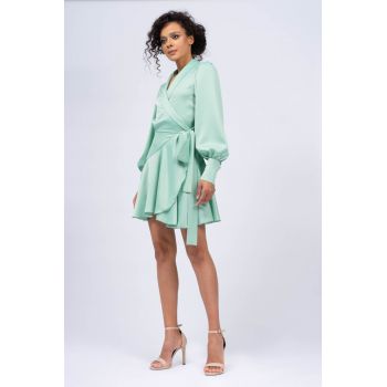 Rochie mint petrecuta cu revere