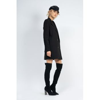 Rochie tip sacou accesorizata cu insertii de piele