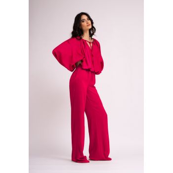 Bluza fuchsia cu snur ajustabil