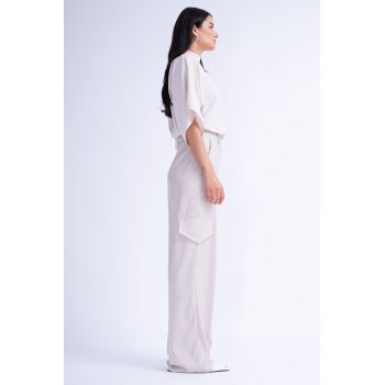 Bluza Ivoire Vaporoasa cu Pliuri