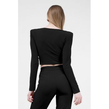 Cropped top negru cu nod