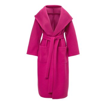 Palton fuchsia oversized cu gluga si cordon