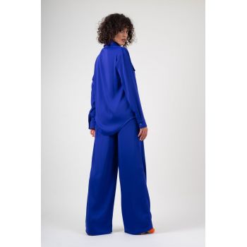 Pantalon wide leg albastru electric
