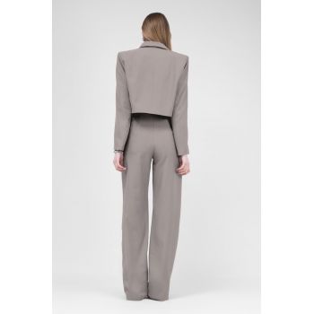 Pantaloni drepti cu riz bej