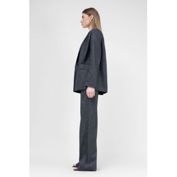 Pantaloni drepti cu riz gri