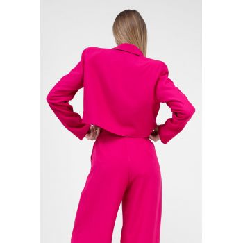 Sacou cropped fuchsia cu doua randuri de nasturi