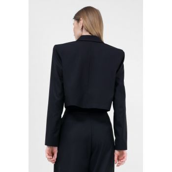 Sacou cropped negru cu doua randuri de nasturi