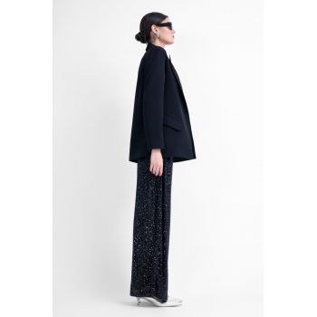 Sacou negru regular cu buzunare asimetrice