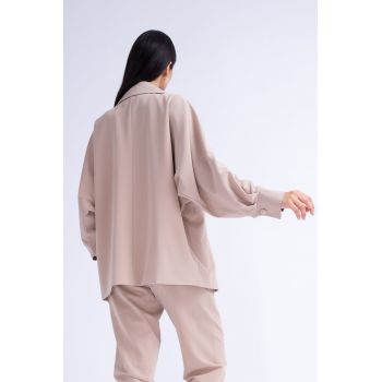 Sacou oversized cu buzunare bej
