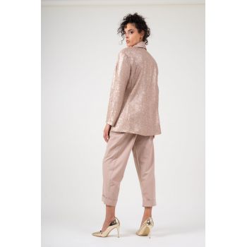 Sacou oversized din paiete bej