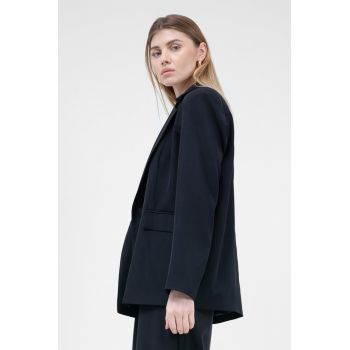 Sacou regular negru cu buzunar dublu