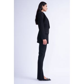 Sacou Structurat Cambrat Negru