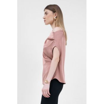 Top bronze asimetric cu drapaje