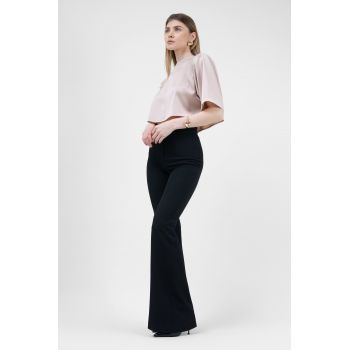Tricou cropped ivoire de satin