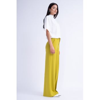 Bluza Alba Vaporoasa cu Pliuri