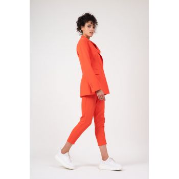 Pantalon slim fit cu riz portocaliu