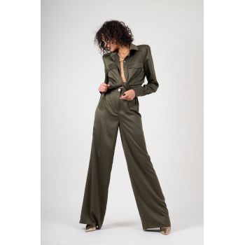 Pantalon wide leg khaki