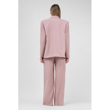 Pantaloni roz pastel ultra wide leg cu pliuri