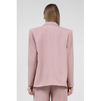 Sacou regular roz pastel cu buzunar dublu