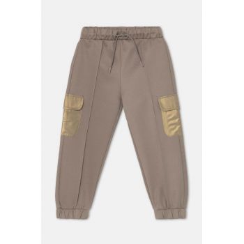 United Colors of Benetton pantaloni de trening pentru copii culoarea bej, neted, 34JZGF043