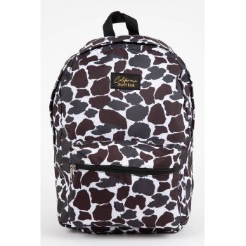 Rucsac cu animal print si buzunar frontal