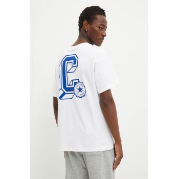Converse tricou din bumbac barbati, culoarea alb, cu imprimeu, 10026700-A02
