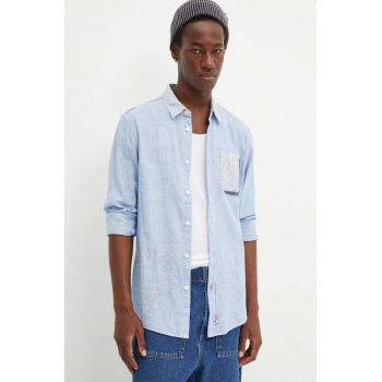 Desigual camasa din amestec de in ANDRES cu guler clasic, regular, 24WMCW15 ieftina