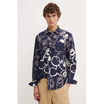 Desigual camasa din bumbac SAMSON barbati, culoarea albastru marin, cu guler clasic, regular, 24WMCW26 ieftina