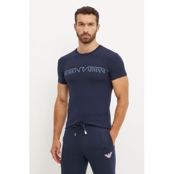 Emporio Armani Underwear tricou lounge culoarea bleumarin, cu imprimeu, 111035 4F516