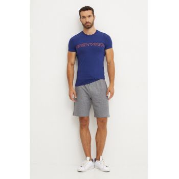Emporio Armani Underwear tricou lounge culoarea bleumarin, cu imprimeu, 111035 4F516