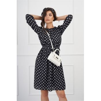 Rochie DY Fashion clos neagra cu buline albe ieftina
