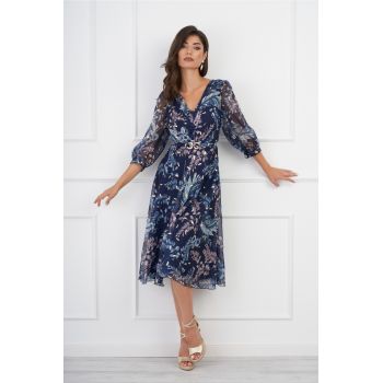 Rochie Leonard Collection bleumarin cu imprimeuri florale ieftina