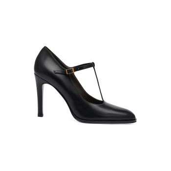 Pantofi de piele cu bareta in T