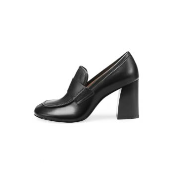 Pantofi loafer de piele cu toc masiv