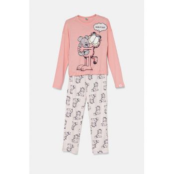 United Colors of Benetton pijama copii culoarea roz, modelator, 3Y5E0P06V