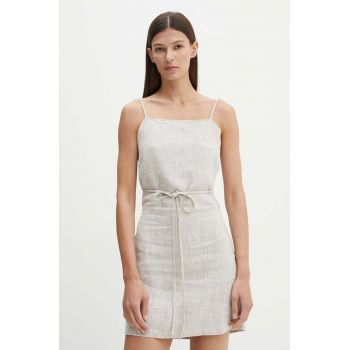 Alohas rochie din in culoarea bej, mini, mulată