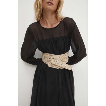Answear Lab curea de piele femei, culoarea bej