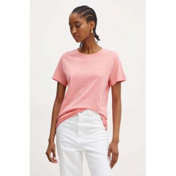 BOSS Orange tricou din bumbac femei, culoarea roz, 50506973