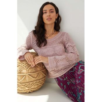 Medicine pulover de bumbac culoarea roz, light