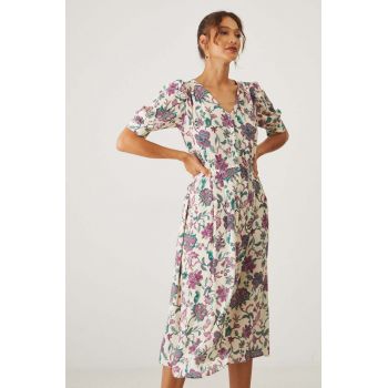Medicine rochie culoarea bej, midi, evazată