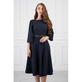 Rochie DY Fashion bleumarin cu lant in talie ieftina