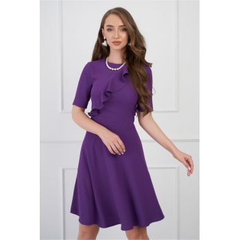 Rochie DY Fashion clos mov cu volan pe bust